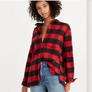 Madewell Flannel Oversized Ex-Boyfriend Shirt Buffalo Check Size XS Women’s